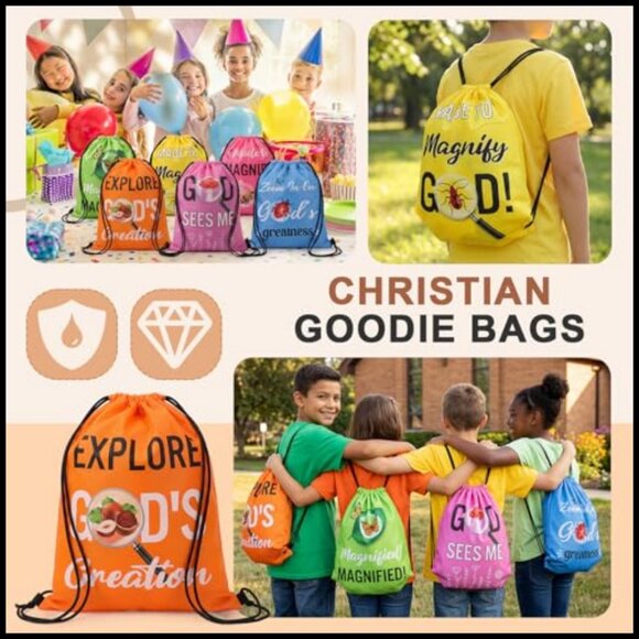 Polyester Drawstring Backpack Bags Set of 30 for Events Travel Gym Religious